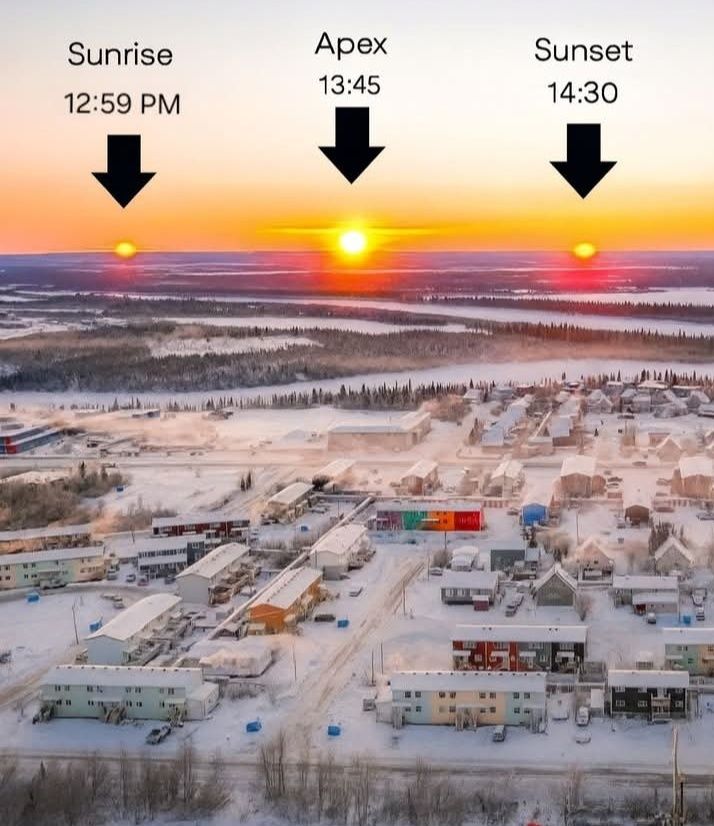 Deň v Inuviku mal deň len s 90 minútami slnečného svetla. Začína tam polárna noc – viac ako 30 dní budu bez slnka